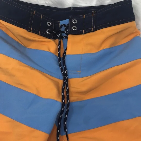 Greenlines BroadShorts For Teens Size 26 Basque Light Blue and Orange with Navy